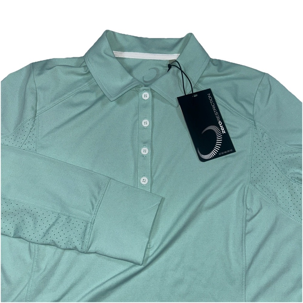NWT Zero Restriction: Women's Emma Long Sleeve Polo Mystic, Womens Medium Vented
